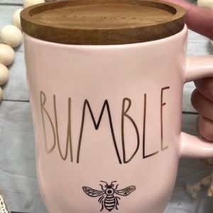 Rae Dunn 2021 BUMBLE BEE Mug with Wooden Coaster